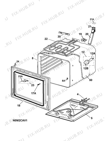 Взрыв-схема плиты (духовки) Electrolux EKC70011W  230V - Схема узла H10 Main Oven Cavity (large)